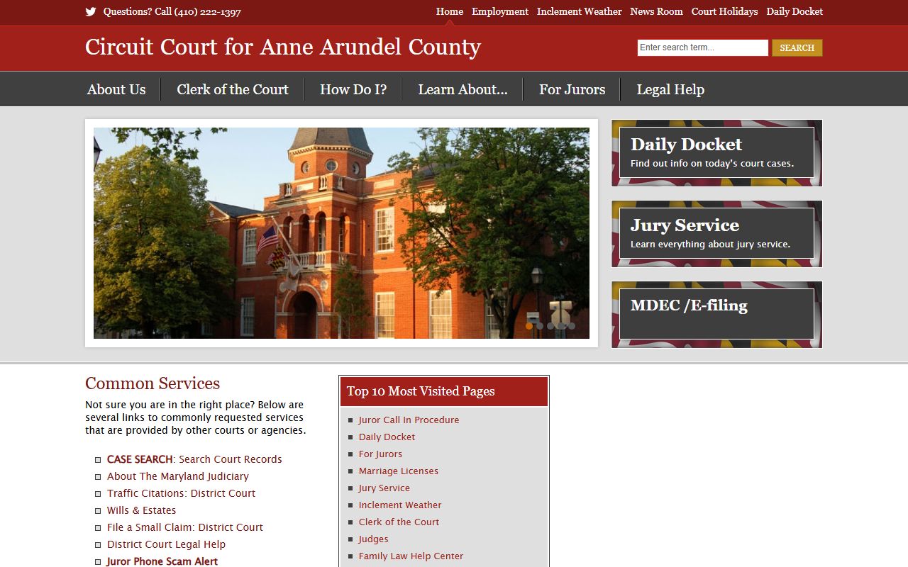 Anne Arundel County Circuit Court marriage licenses and records page